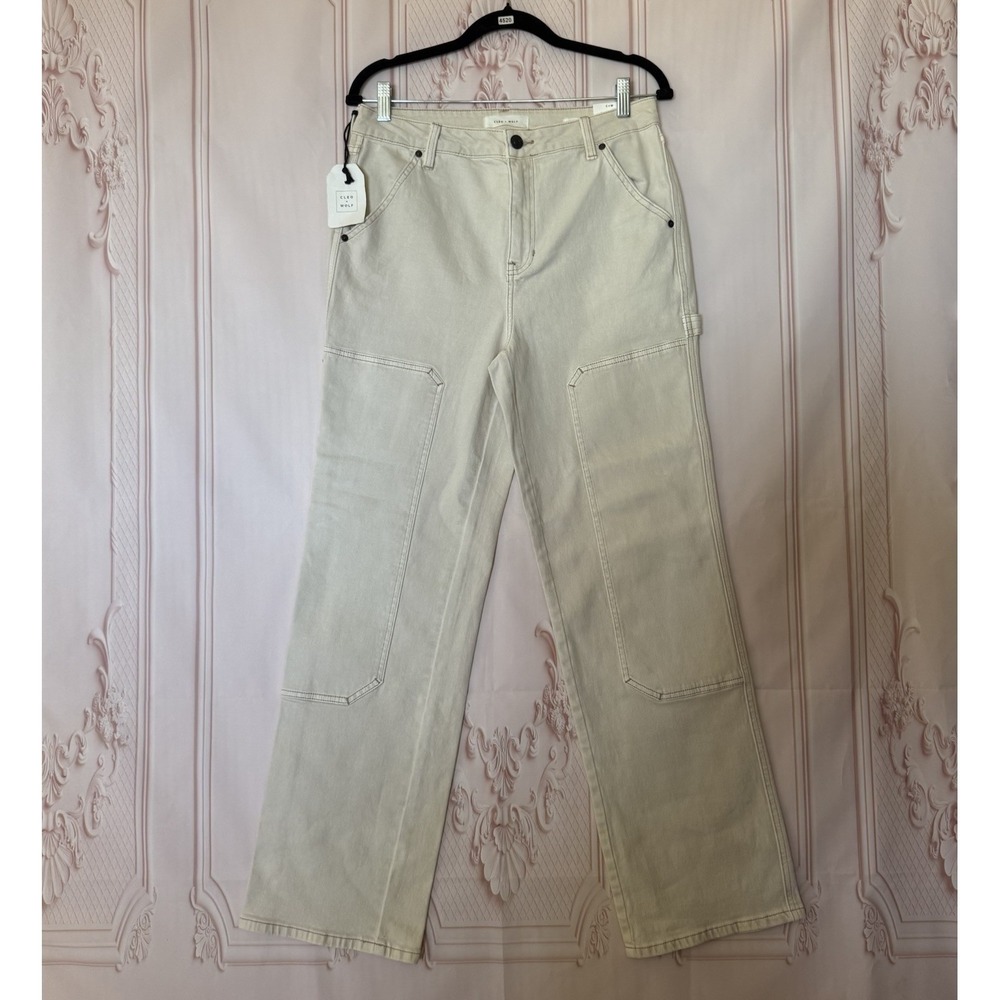 CLEO + WOLF WOMEN'S Sz 28X32 HIGH RISE RELAXED STRAIGHT JEANS In Natural NWT